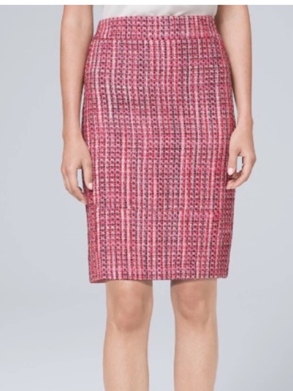 WHBM White House Black Market Chic Career Tweed Boot Skirt Madder Red Size 6 NWT